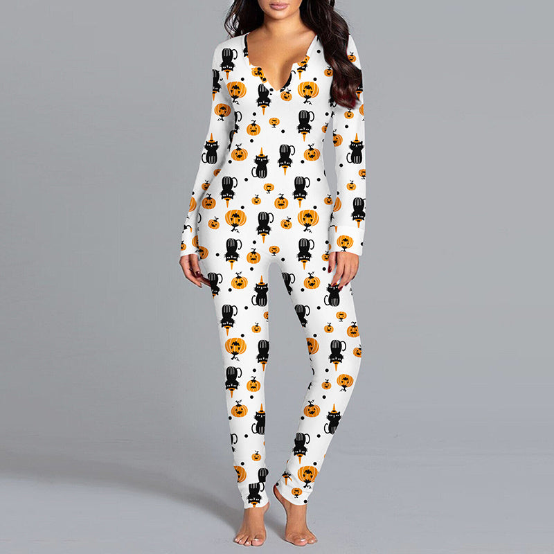 Pigiama Tuta Halloween Donna: Maniche Lunghe, Design Festivo e Comfort Casalingo