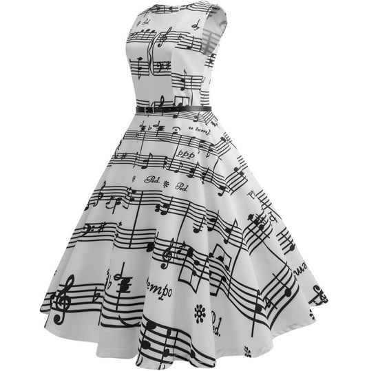 Eleganza in Musica: Abiti Vintage con Stampa di Note Musicali