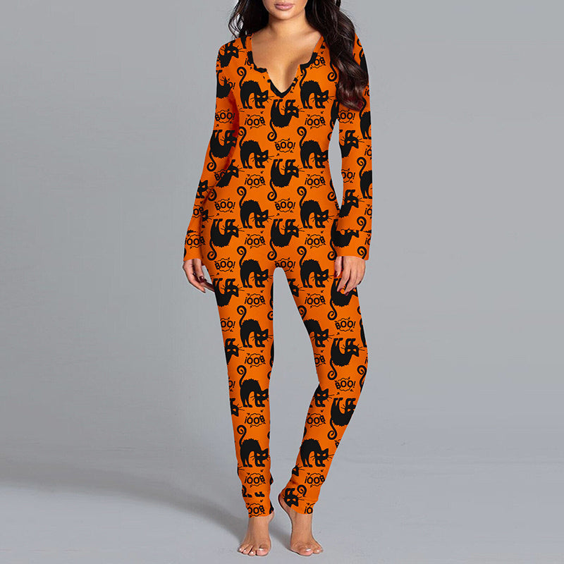 Pigiama Tuta Halloween Donna: Maniche Lunghe, Design Festivo e Comfort Casalingo