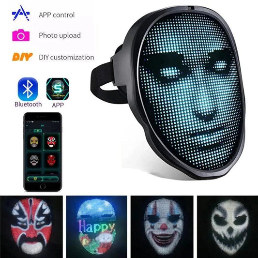 Maschere per il Viso di Halloween a LED a Colori Completi, Maschera Luminosa, Maschera Cambia-Volto, Accessori per Feste e Bar